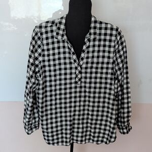 J Crew Black and White Flannel Checkered Shirt
